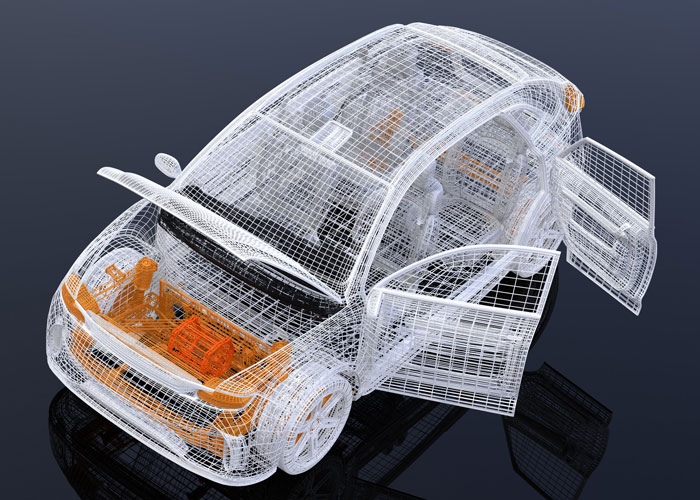 production visualization of a car
