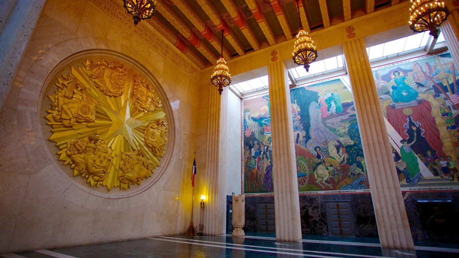 Great Hall Seal inside the Hall of State at the Dallas Historical Society, located in Dallas, TX